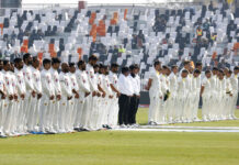 Cricket Great Warne Begins Final Journey Home to Australia Pakistan and Australia cricket team players pay tribute to Shane Warne at the start of 2nd day play of the first cricket test match between them at the Pindi Stadium, in Rawalpindi, Pakistan, Saturday, March 5, 2022. Photo: Anjum Naveed / AP