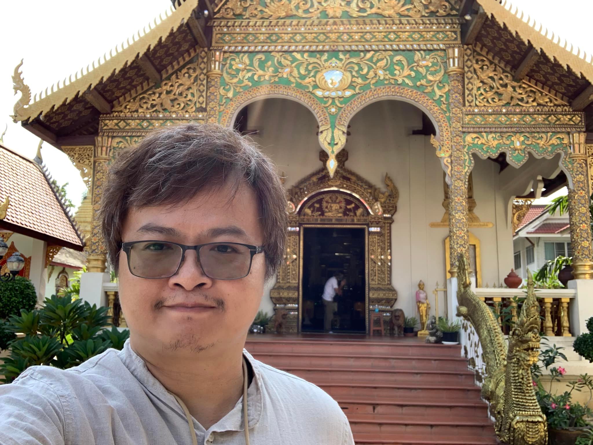 Arnon at Wat Chiang Man in Chiang Mai province on May 4, 2022. Photo: Arnon Nampa / Facebook