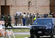 Gunman Kills 19 Children in Texas School Rampage Law enforcement, and other first responders, gather outside Robb Elementary School following a shooting, Tuesday, May 24, 2022, in Uvalde, Texas. Photo: Dario Lopez-Mills / AP