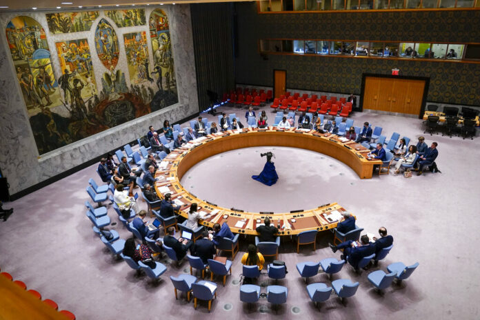 The United Nations Security Council meets on threats to international peace and security, Wednesday, June 8, 2022 at United Nations headquarters. Photo: Mary Altaffer / AP The United Nations Security Council meets on threats to international peace and security, Wednesday, June 8, 2022 at United Nations headquarters. Photo: Mary Altaffer / AP