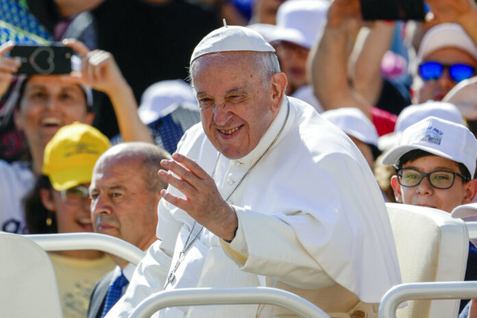 Pope Francis arrives to his weekly general audience in St. Peter's Square at The Vatican Wednesday, June 15, 2022. Photo: Andrew Medichini / AP Pope Francis arrives to his weekly general audience in St. Peter's Square at The Vatican Wednesday, June 15, 2022. Photo: Andrew Medichini / AP