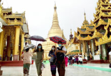 Myanmar’s Suu Kyi Celebrates Birthday With Cake in Court Pilgrims visit Myanmar famous Shwedagon Pagoda in Yangon, Myanmar on Sunday, June 19, 2022. Photo: AP