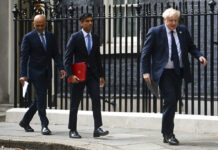In Major Blow, 2 Key Ministers Quit Boris Johnson Government From left, British Health Secretary Sajid Javid, Chancellor of the Exchequer Rishi Sunak and Prime Minister Boris Johnson arrive at No 9 Downing Street for a media briefing on May 7, 2021. Photo: Toby Melville / PA via AP