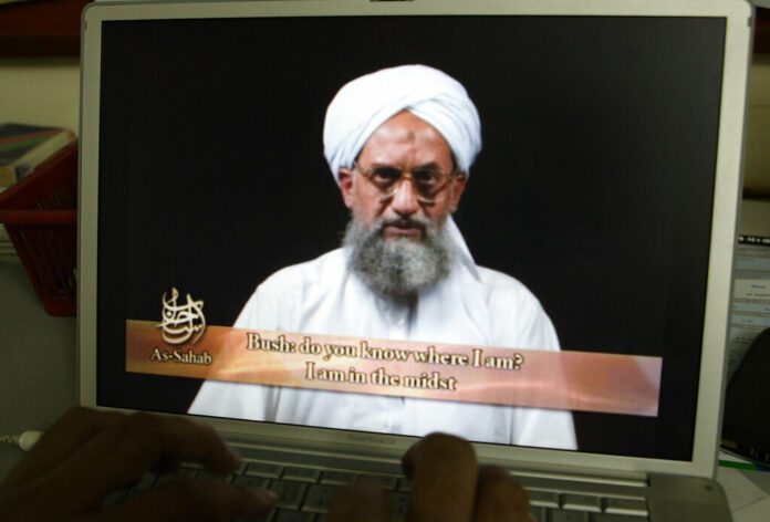 FILE - As seen on a computer screen from a DVD prepared by Al-Sahab production, al-Qaida's Ayman al-Zawahri speaks in Islamabad, Pakistan, on June 20, 2006. Photo: B.K.Bangash / AP File