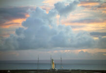 NASA Scrubs Launch of New Moon Rocket After Engine Problem The NASA moon rocket stands ready at sunrise on Pad 39B before the Artemis 1 mission to orbit the moon at the Kennedy Space Center, Monday, Aug. 29, 2022, in Cape Canaveral, Fla. Photo: Joel Kowsky / NASA via AP