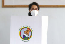 Myanmar Court Convicts Suu Kyi of Vote Fraud, Adds Jail Time FILE - Myanmar's leader Aung San Suu Kyi makes an early voting for upcoming Nov. 8 general election at Union Election Commission office in Naypyitaw, Myanmar, on Oct. 29, 2020. Photo: Aung Shine Oo / AP File