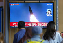 N. Korea Sends Missile Soaring Over Japan in Escalation A TV screen showing a news program reporting about North Korea's missile launch with file footage, is seen at the Seoul Railway Station in Seoul, South Korea, Tuesday, Oct. 4, 2022. Photo: Lee Jin-man / AP
