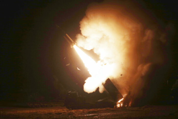 In this photo provided by South Korea Defense Ministry, an Army Tactical Missile System or ATACMS, missile is fired during a joint military drill between U.S. and South Korea at an undisclosed location in South Korea, Wednesday, Oct. 5, 2022. Photo: South Korea Defense Ministry via AP