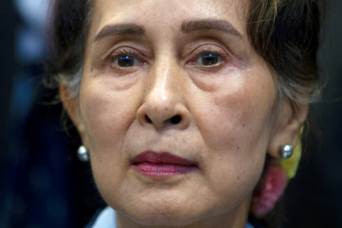 FILE - Myanmar's lthen eader Aung San Suu Kyi waits to address judges of the International Court of Justice on the second day of three days of hearings in The Hague, Netherlands, Dec. 11, 2019. Photo: Peter Dejong / AP File