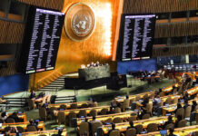Opinion: Should We Be Proud of Thailand’s Abstention in UN Vote? Video monitors show member nation vote in the United Nations General Assembly in favor of a resolution condemning Russia's illegal referendum in Ukraine, Wednesday Oct. 12, 2022 at U.N. headquarters. Photo: Bebeto Matthews / AP