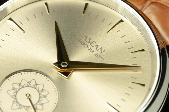 This undated photo released on Nov. 3, 2022, by Agence Kampuchea Press (AKP), shows a custom wristwatch which Cambodia produced as souvenirs for world leaders who will attend the Association of Southeast Asian Nations (ASEAN) summit in Cambodia. Photo: Agence Kampuchea Press via AP This undated photo released on Nov. 3, 2022, by Agence Kampuchea Press (AKP), shows a custom wristwatch which Cambodia produced as souvenirs for world leaders who will attend the Association of Southeast Asian Nations (ASEAN) summit in Cambodia. Photo: Agence Kampuchea Press via AP