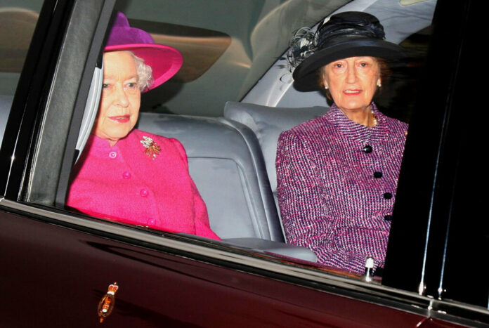 FILE - Britain's Queen Elizabeth II, left, and her then lady in waiting, Lady Susan Hussey arriving at St Mary Magdalene Church, on the royal estate at Sandringham in Norfolk, England, Jan. 23, 2011. Photo: Chris Radburn / PA via AP File FILE - Britain's Queen Elizabeth II, left, and her then lady in waiting, Lady Susan Hussey arriving at St Mary Magdalene Church, on the royal estate at Sandringham in Norfolk, England, Jan. 23, 2011. Photo: Chris Radburn / PA via AP File