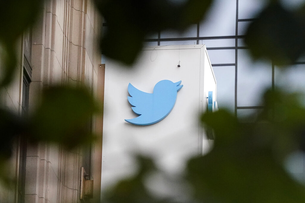 FILE - A sign at Twitter headquarters is shown in San Francisco, Thursday, Dec. 8, 2022. Photo: Jeff Chiu / AP File
