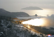 North Korea Performs Key Test To Build More Agile ICBM This photo provided by the North Korean government, shows what it says a test of "high-thrust solid-fuel motor" at the Sohae Satellite Launching Ground in North Korea Thursday, Dec. 15, 2022. Photo: Korean Central News Agency / Korea News Service via AP