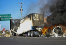 Mexico Nabs Son of Drug Lord ‘El Chapo’ Before Biden Visit A truck burns on a street in Culiacan, Sinaloa state, Thursday, Jan. 5, 2023. Photo: Martin Urista / AP