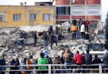 One Thai Died in Turkey Earthquake as Death Toll Tops 12,000 People and emergency teams search for survivors in the rubble of a destroyed building, in Iskenderun town, southern Turkey, Tuesday, Feb. 7, 2023. Photo: Hussein Malla / AP