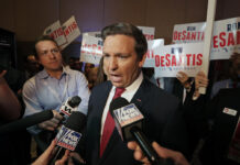 DeSantis Set To Make Much-Anticipated Presidential Campaign Announcement, Formalizing Trump Rivalry Rep. Ron DeSantis, R-Fla., answers questions from reporters after a Florida Republican gubernatorial primary debate at the Republican Sunshine Summit June 28, 2018, in Kissimmee, Fla. Photo: John Raoux / AP File