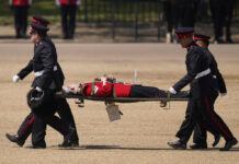 Troops Feel The Heat, And Several Faint, As Prince William Reviews Military Parade