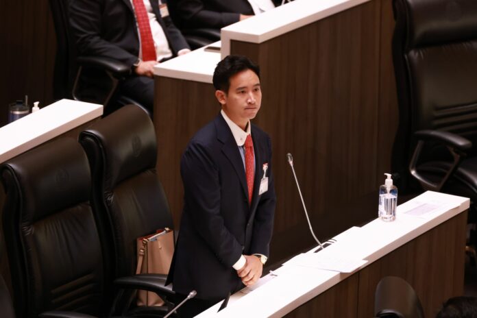 Leader of Move Forward Party and PM candidate Pita Limjaroenrat during PM vote at the Parliament on Jul. 13, 2023.