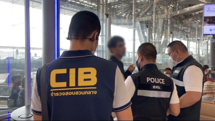 Nauruzbek Tashripov, 32, is arrested at Suvarnabhumi Airport on Jul. 7, 2023. Nauruzbek Tashripov, 32, is arrested at Suvarnabhumi Airport on Jul. 7, 2023.