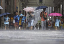 Typhoon Khanun Brings Heavy Rain Japan and Blows Into South Korea
