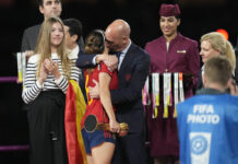 Angry Reaction As Spanish Soccer Leader Kissed A Women’s World Cup Star On The Mouth Without Consent