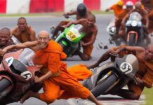 Opinion: AI-Generated Images of Naughty Monks Not Real Problem of Thai Buddhism Computer-generated image of monks racing motorcycles. Image: 5didao / Facebook
