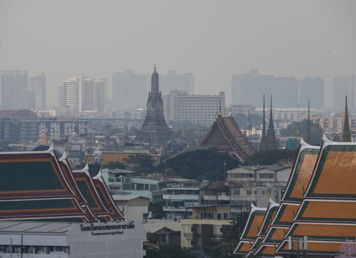 Bangkok skyline shrouded in dust on Dec. 12, 2023.