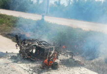 A Pickup Truck Hits A Motorbike and Catches fire, Killing A British