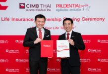 CIMB Thai Establishes Strategic Partnership With Prudential Thailand ( left) Paul Wong Chee Kin, President and Chief Executive Officer of CIMB Thai , (right) Bundit) Jiamanukoonkit, CEO of Prudential Thailand