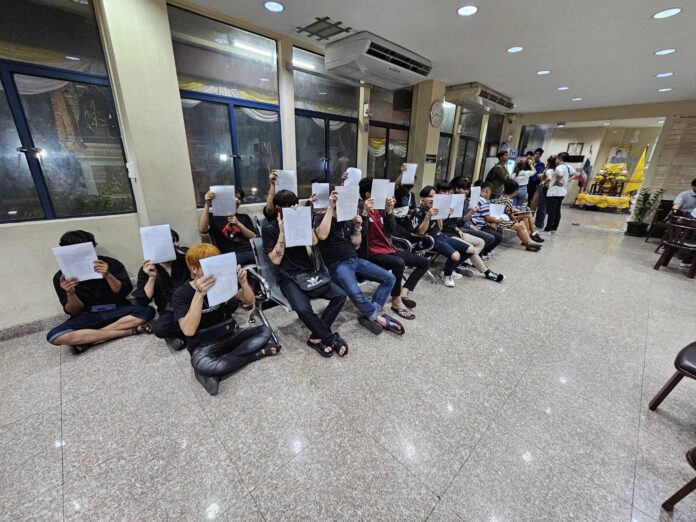 The suspects seen at Chokchai City Police Station on Mar. 30, 2024.
