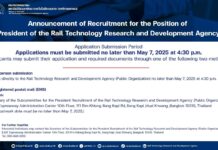 Rail Technology Research and Development Agency Recruits for its President Position