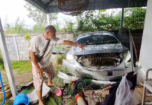Brit Drives Through Udon Thani House Wall, Child Narrowly Escapes