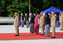 Myanmar’s Military Leader Puts in Rare Appearance at Event Honoring Aung San Suu Kyi’s Father