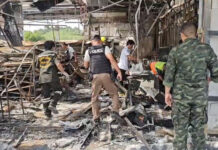 Bodies Recovered from Destroyed Si Sa Ket Store After Rocket Strike