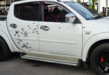 Gun attack riddles pickup truck in southern Thailand Gun attack riddles pickup truck in southern Thailand