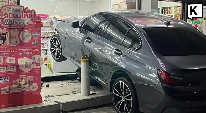 Luxury car crashes into Phuket convenience store