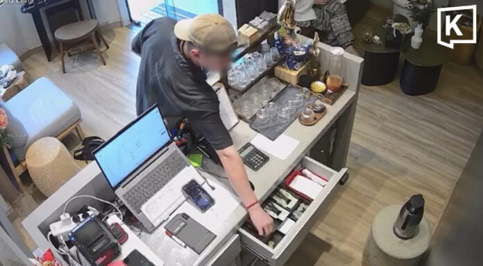german thf CCTV shows German tourist stealing cash at Phuket spa