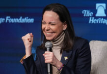 Venezuelan opposition leader is confident about return of democracy but says little of her plans