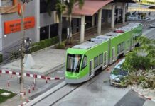 First Thai-built light rail tram begins test runs in Khon Kaen
