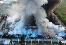 Tyre recycling factory fire in Samut Sakhon contained after hours-long battle