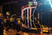Dozens injured as Phuket–Betong bus overturns in Huai Yot