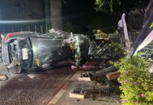 Toyota sedan slams into wall outside Lottery Office, driver seriously injured