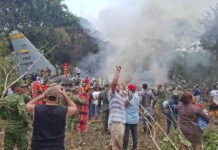 At least 66 killed in military plane crash in Colombia, head of armed forces says People stand around a military cargo plane that crashed after taking off from Puerto Leguizamo, Colombia, a remote municipality in the Amazonian province of Putumayo, Monday, March 23, 2026. (MiPutumayo via AP)