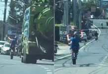 Foreign biker sparks alarm with wheelie stunt in Phuket Foreign biker sparks alarm with wheelie stunt in Phuket