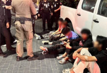 Police detain migrants after clash on Pattaya Walking Street Police detain migrants after clash on Pattaya Walking Street