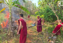 Monks battle wildfire as hotspots surge across Thailand