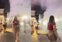 Songkran gone wrong: tourists spray extinguisher on Pattaya street