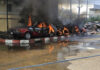 Motorbike fire spreads to car in Bangkok, quickly contained Motorbike fire spreads to car in Bangkok, quickly contained