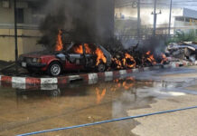 Motorbike fire spreads to car in Bangkok, quickly contained Motorbike fire spreads to car in Bangkok, quickly contained